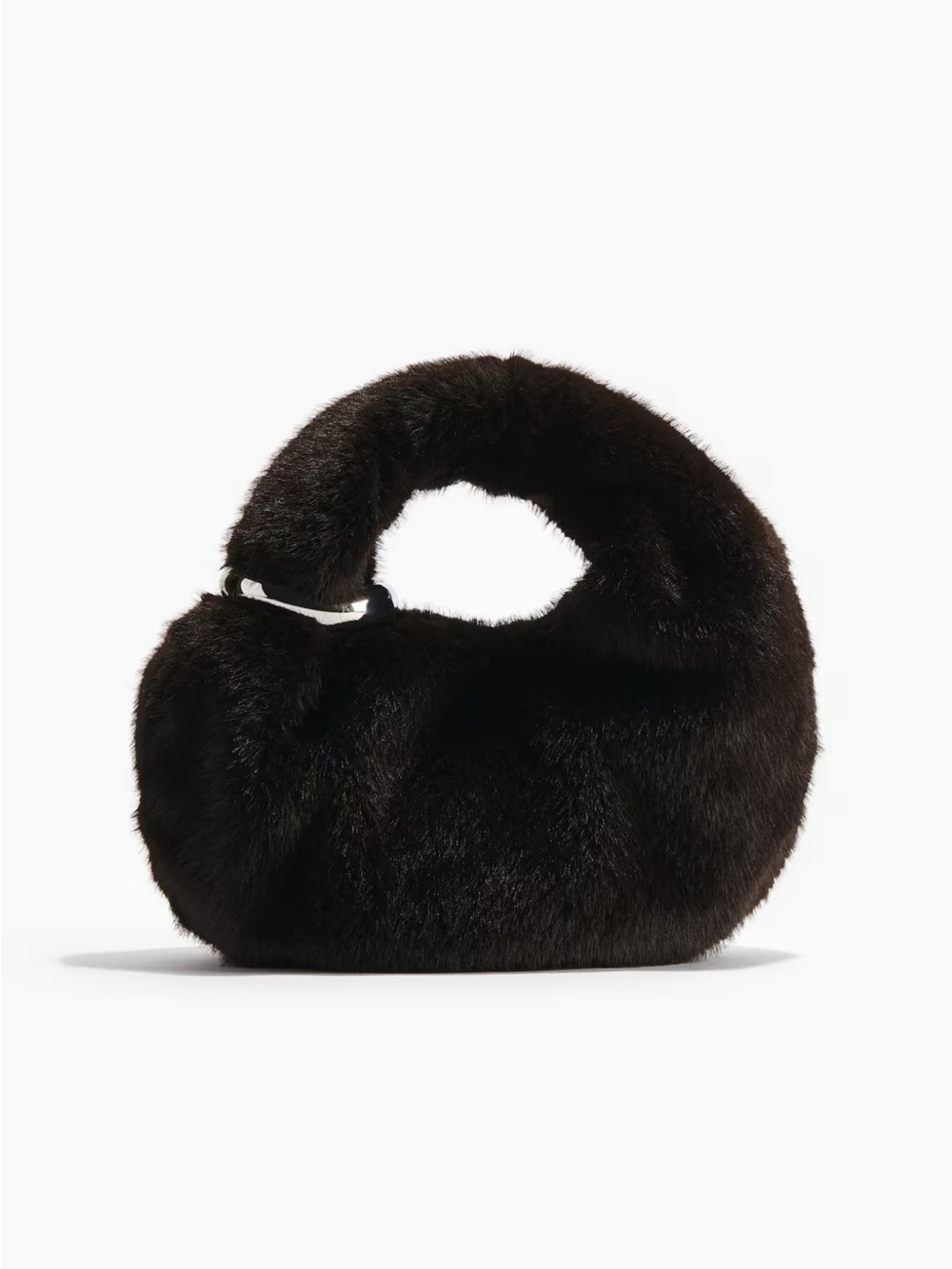 Plush Faux Fur Bag in Dark Brown